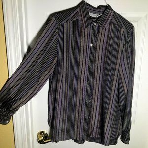 Vintage Striped Polyester Blouse